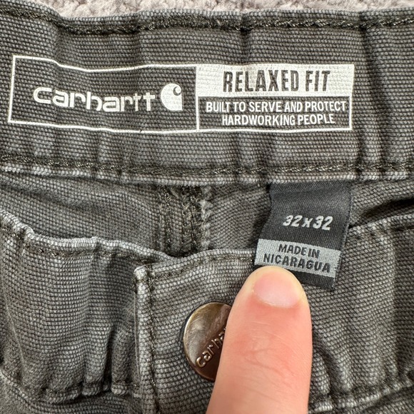 Carhartt Relaxed Fit Work Pants Men's 32x32 Gray Canvas Carpenter Cargo Utility - Picture 6 of 9